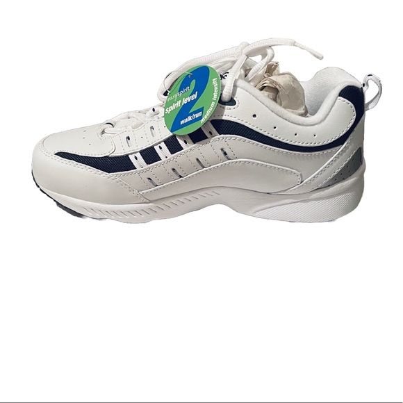 NIB Easy Spirit Romy White Navy Leather Walking Running Shoes 7W - Picture 5 of 7